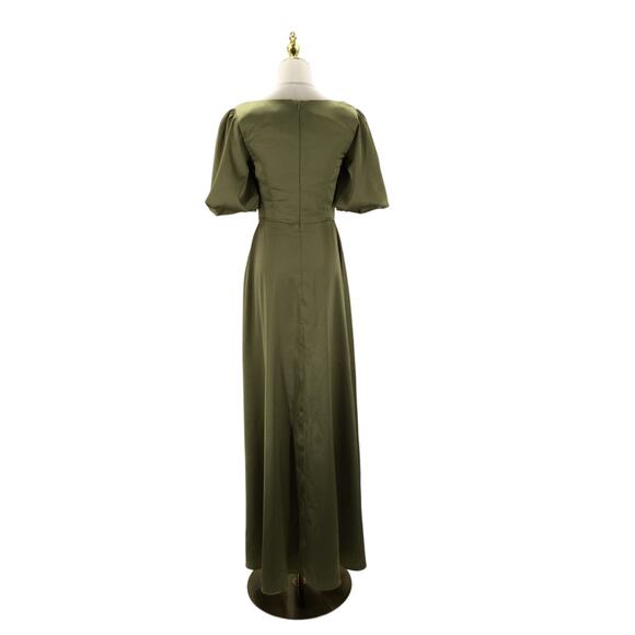 AW BRIDAL 2 XS fennel seed green Etta satin formal bridesmaid maxi dress NEW b85 - Picture 4 of 10